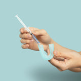 Filling our patented fitting trays is easy with our syringe style applicators available in the CustMbite Smile Whitening Kit.