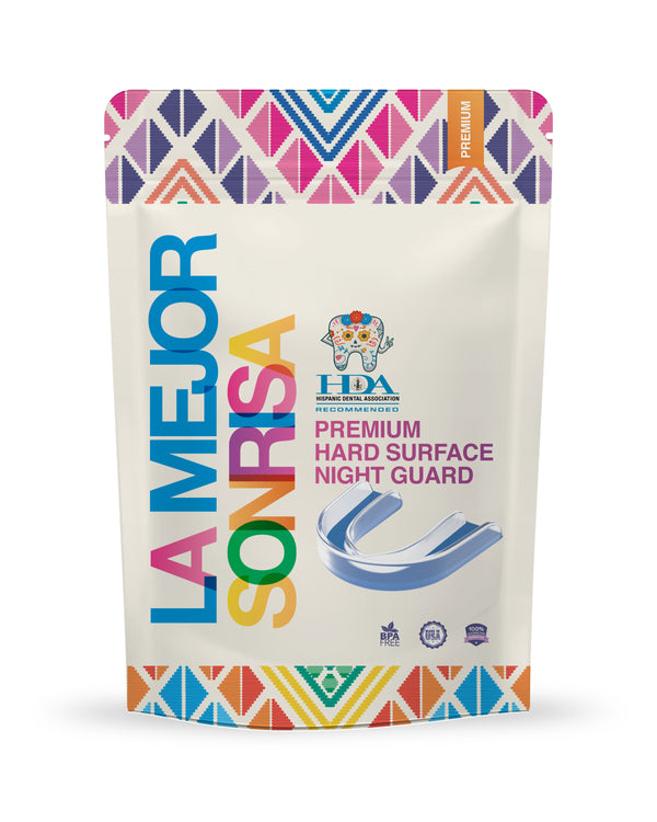 La Mejor Sonrisa, Premium Hard Surface Night Guard, recommended by the Hispanic Dental Association.