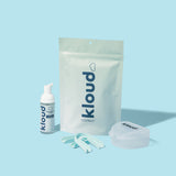 The Kloud Whitening Foam Kit contains Whitening Foam, trays, and a storage case/